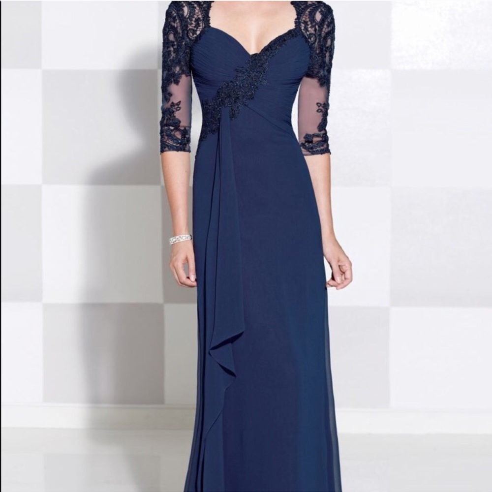 Cameron Blake 3/4 Sleeve lace chiffon dress Sz 12
